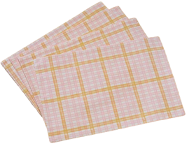 Set of 4 Same Fabric Cotton Placemats(13&quot;x19&quot;) SPRINGTIME YELLOW &amp; PINK ... - £13.95 GBP