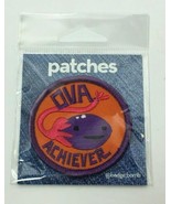 BADGE BOMB &quot;OVA ACHIEVER&quot; PRINTED IRON ON ADHESIVE PATCH, FREE SHIPPING - £7.25 GBP
