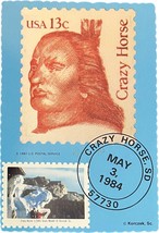 Crazy Horse Stamp, mountain carving, vintage postcard - £8.96 GBP