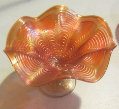 Vintage  Carnival Glass Marigold  Ruffled Compote Dish - $42.75