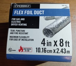 Everbilt Flex Foil Duct 4x8” For Gas/Electric Dryer Venting New in Box - £3.14 GBP