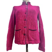 South Cotton Sweater Women&#39;s M Red Black Trim Long Sleeve Button Up EUC - £30.36 GBP