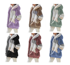Unisex winter coat,casual hooded zipper, loose-fitting warm fur coat - £51.51 GBP