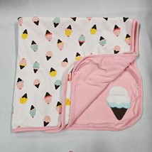 Vintage 2008 Gymboree Crazy 8 Pink Ice Cream Cone Cotton Baby Girl Blanket - £61.85 GBP