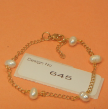 18k Gold yellow gold chain -Pearl Gemstone Bracelet #645 - £15.38 GBP