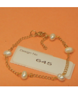 18k Gold yellow gold chain -Pearl Gemstone Bracelet #645 - £15.28 GBP