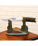 Swamp Bayou Crocodile Alligator Display With Decorative Dagger Knife Sta... - $37.99