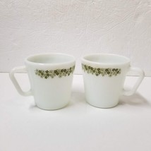 2 Pyrex Mugs Spring Blossom Green White Crazy Daisy Vintage Coffee Cups D Handle - £8.70 GBP