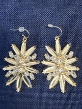 Vintage Park Lane Dangle Earrings Gold Tone With Clear Rhinestones ￼ - £11.69 GBP