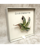 Liz Claiborne Silver Green Crystal Enamel Hummingbird Brooch Pin EUC - $30.59 CAD