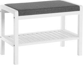 Songmics Shoe Rack Bench With Cushion Upholstered Padded Seat, Storage Shelf, - £58.34 GBP