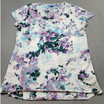 Simply Vera Vera Wang Women Shirt Size M White Preppy Floral Cap Sleeves Scoop - £9.40 GBP