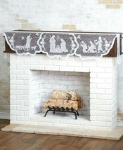 SILENT NIGHT LACE DESIGN NATIVITY SCENE FIREPLACE MANTEL SCARF HOLIDAY D... - £31.96 GBP