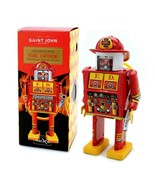 FIRE CAPTAIN ROBOT 5&quot; Saint St. John Wind Up Tin Toy Collectible Retro M... - £21.31 GBP