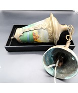 Vtg Reverse Tole Farm Painted Brass Light w/ Ribbed Glass Architectural ... - $280.39 CAD