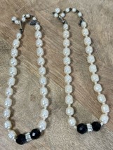 Vintage Miriam Haskell Necklace Lot 2 White Pearl Black Clear Rhinestone... - £49.16 GBP