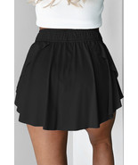 Black Drawstring Elastic Waistband Lined Tennis Skorts - €10,69 EUR