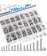 730 Pcs 304 Stainless Steel Nuts and Bolts Assortment Kit 24 Sizes Machi... - $54.07 CAD