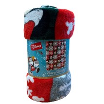 New Disney Mickey Mouse Santa Snowflake Fleece Travel Throw Blanket 45x55” - $18.69