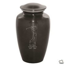 Large/Adult 200 Cubic Inch Custom Engraved Metal Golfer Funeral Cremation Urn - £167.47 GBP