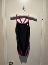 TYR Reversible One Piece Swimsuit Sz S/M See Measurements Blk/Fushia Rac... - $23.76