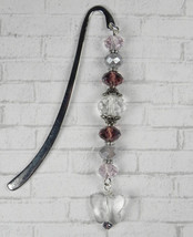 Butterfly Beaded Bookmark Handmade Crystal Silver Pink Plum 3&quot; New - £10.27 GBP