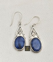 925 Sterling Silver Handmade Sapphire Gemstone Earrings Women Fest Gift ES-1260 - £36.21 GBP