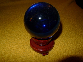 BLUE GLASS BALL SPHERE SALES Figurine Crafty Globe Knick Knack Spheres F... - $15.00