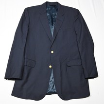 Jos A Bank 46 X-Long Navy Blue Gold Button 100% Wool Blazer Jacket Sport... - $74.99