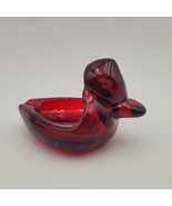 MCM c.1940s Duncan &amp; Miller Pall Mall Ruby Red Glass Duck Ashtray Trinke... - £31.00 GBP