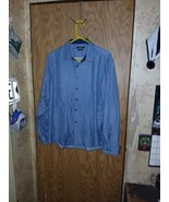 Nine West Slim Fit Button Up Shirt Mens XL 17-17.5 34/35 Blue Circle Design - £14.67 GBP