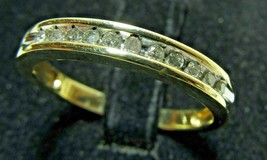10K Yellow Gold 11 Diamond Wedding Ring Sz 6.75 Ladie&#39;s Channel Band 2.3g  - $179.99