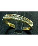 10K Yellow Gold 11 Diamond Wedding Ring Sz 6.75 Ladie&#39;s Channel Band 2.3g  - $3,426.61 MXN