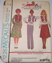 Vintage McCall’s Misses’ Reversible Vest blouse &amp; Skirt Size 12 #6213 1978 - £5.51 GBP