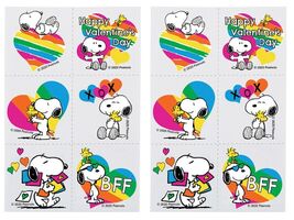 Peanuts Valentine Rainbow Themed Temporary Tattoos Snoopy Woodstock 12-Pk - $12.86