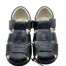 Pediped Boys Navy Leather Sandals Size 29 With Arch Support Flexible Sole - $19.20