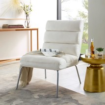Mid-Century Modern | Ergonomic | Upholstered Accent Chair, White, Classic Brands - £52.67 GBP