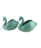 Vintage Fitz and Floyd Set of Two Aqua Swan Candleholders 1985 - £23.78 GBP