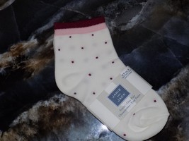 Janie and Jack White/Pink/Maroon W/Maroon Polka Dots Socks Size 2T-3 Gir... - $9.30