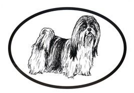 Lhasa Apso Decal - Dog Breed Oval Vinyl Black &amp; White Window Sticker - $4.00