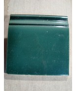 Deep bluish Green Original period baseboard majolica tile 6x6 Belgium ca... - £7.79 GBP