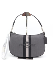 Coach Sutton Horse Carriage Striped Black Jacquard Crossbody Shoulder Ba... - $150.00