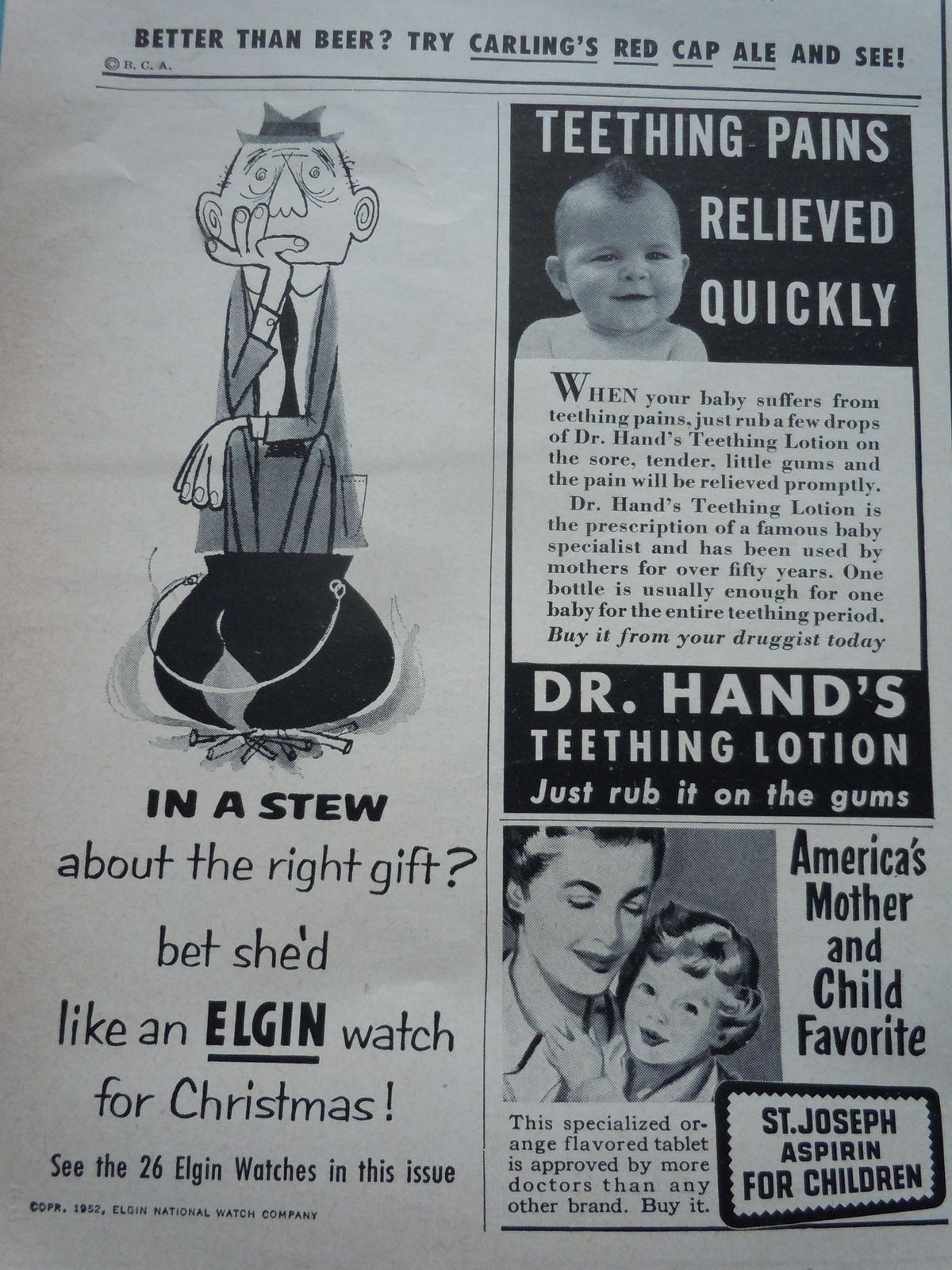 Elgin Watch Dr. Hand’s Teething Lotion St. Joseph Small Print Advertisem... - $3.99