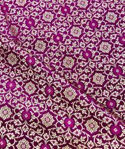 Banarasi Brocade Magenta Pink &amp; Gold Fabric, Abaya, Gown, Brocade Fabric - NF888 - £5.96 GBP+