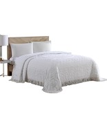 Beatrice Home Fashions Medallion Chenille Bedspread, Queen, White - $119.28 CAD