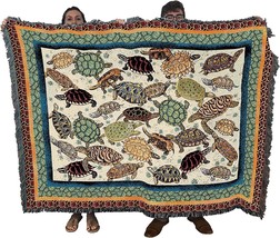 Turtles Blanket by Elena Vladykina - Garden Floral Gift Tapestry Throw, 72x54 - £62.33 GBP