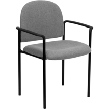 Comfort Gray Fabric Stackable Steel Side Reception Chair with Arms - £102.43 GBP