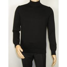Men's Sweater Knit By BRANGO Turkey Mock Neck Cotton Blend 21050 Black image 8