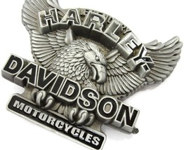 2007 Eagle Harley Davidson Motorcycles Belt Buckle Silver Tone &amp; Black - £58.39 GBP