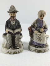 Vintage Figures - Old Man And Woman Sitting / Reading Pair #32 - 5&quot; Tall - £3.82 GBP